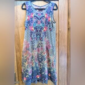 Johnny Was Multicolor Floral Embroidered Dress